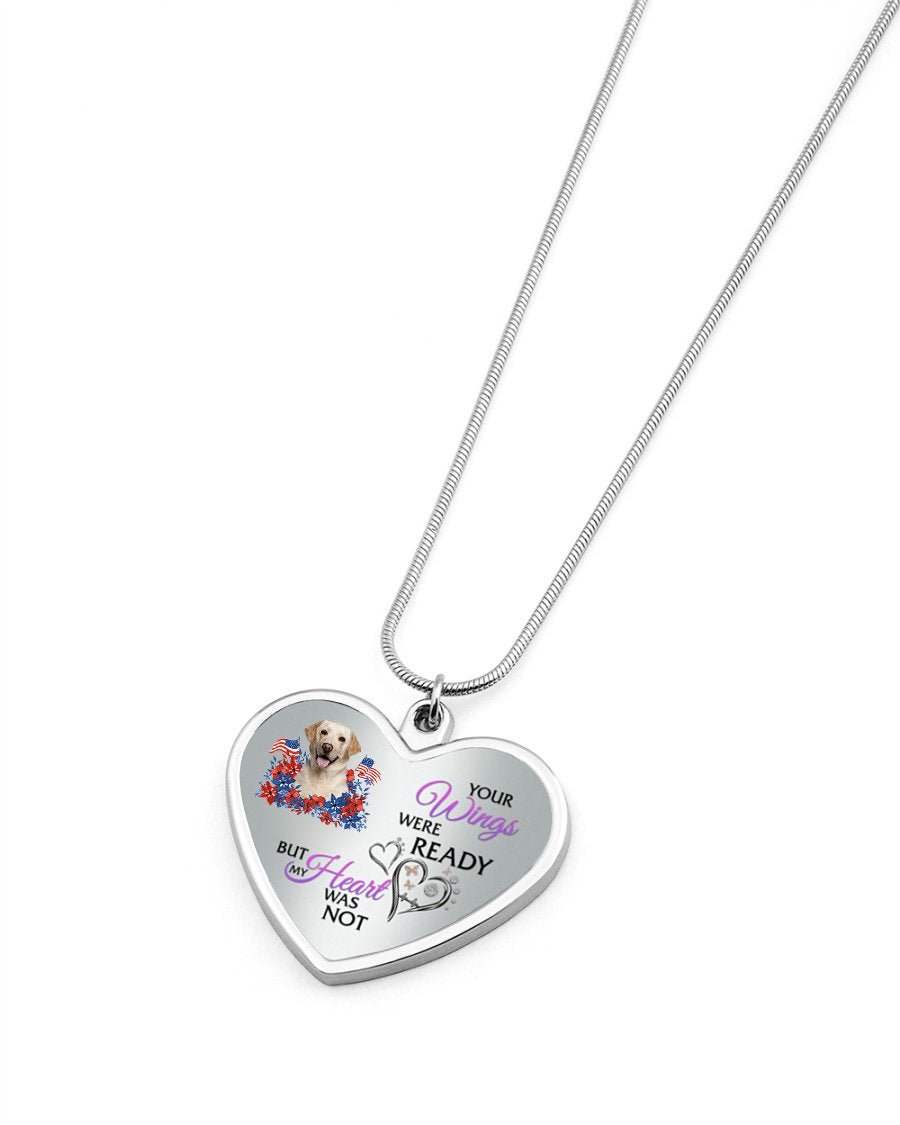 Loyalty-YELLOW Labrador Your Wings Metallic Heart Necklace