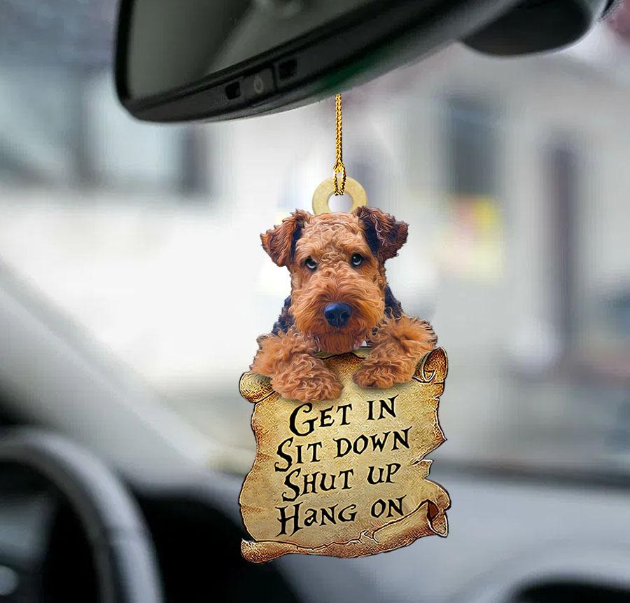 Airedale Terrier get in two sided ornament
