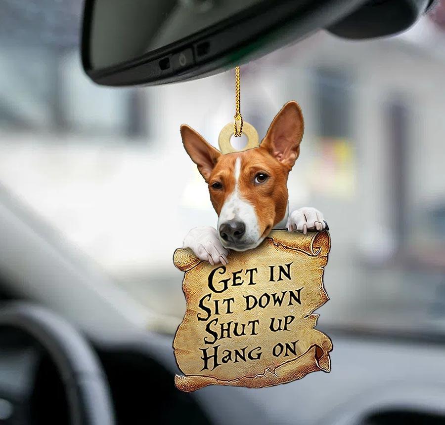 Basenji get in two sided ornament