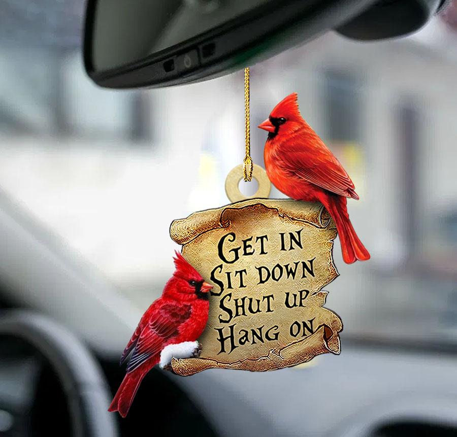 Cardinal get in two sided ornament