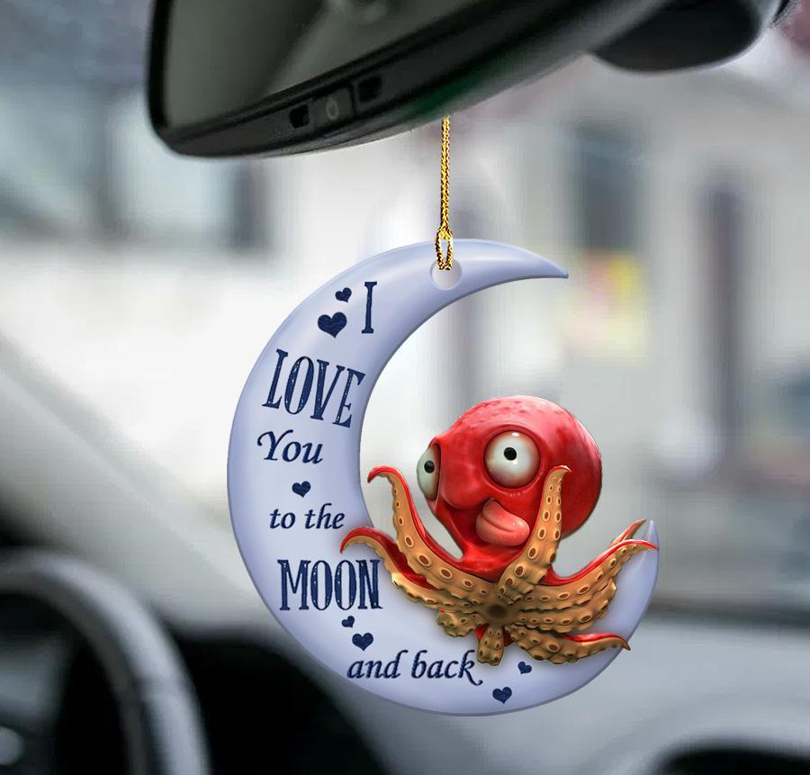 Octopus moon back octopus lover two sided ornament