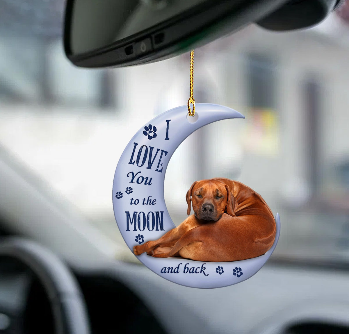 Rhodesian Ridgeback moon back Rhodesian Ridgeback lover dog moms two sided ornament