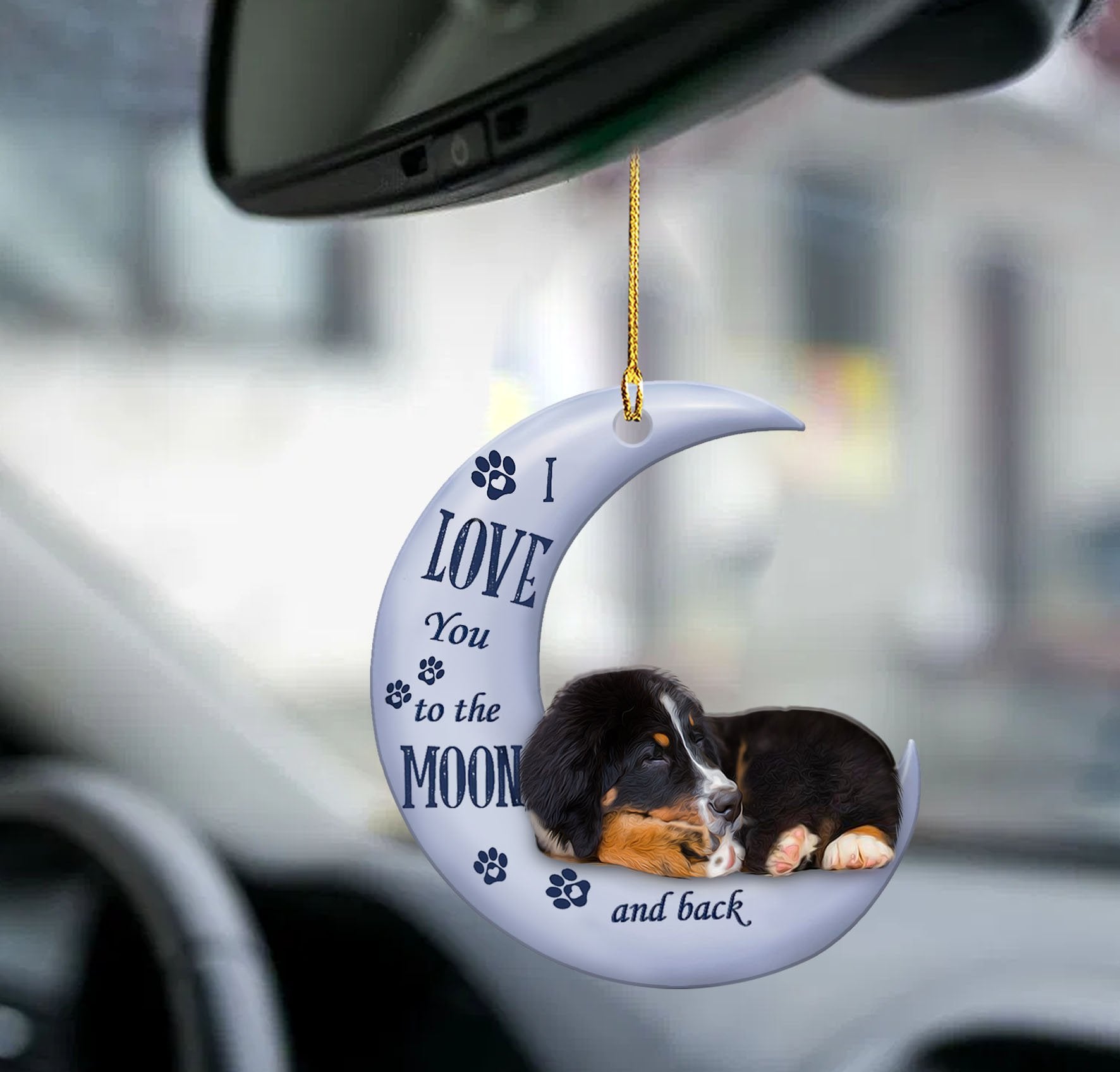 Bernese Mountain Dog moon back Bernese Mountain Dog lover dog moms two sided ornament