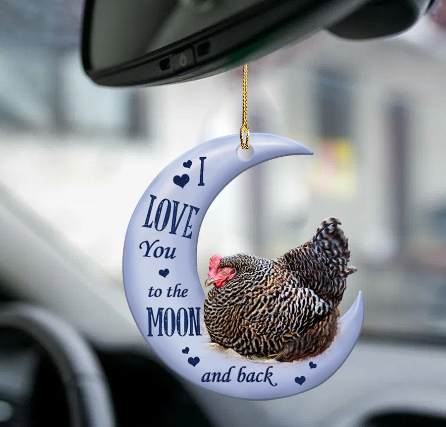 Chicken moon back chicken lover two sided ornament