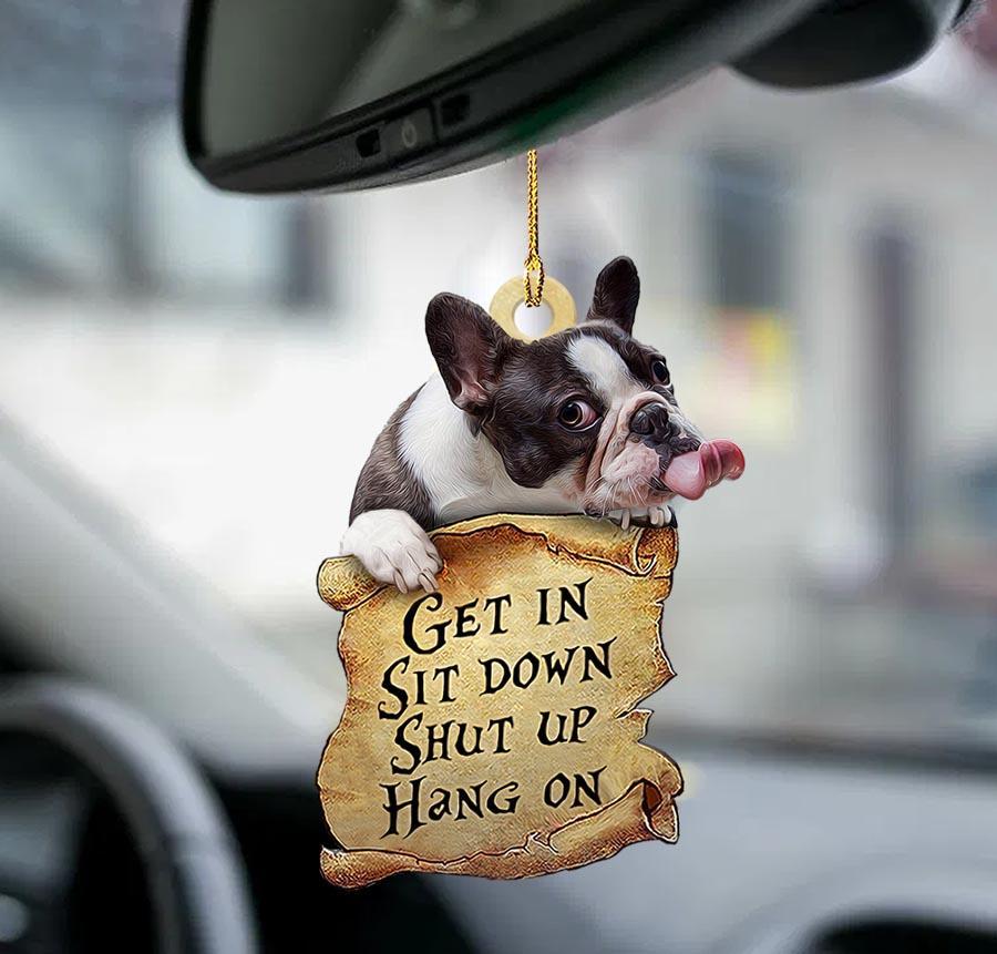 French bulldog get in two sided ornament
