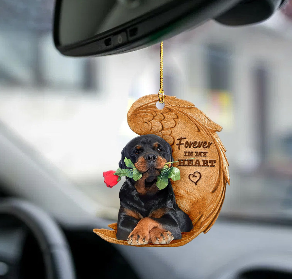 Rottweiler forever in my heart rottie hanging ornament-2D Effect