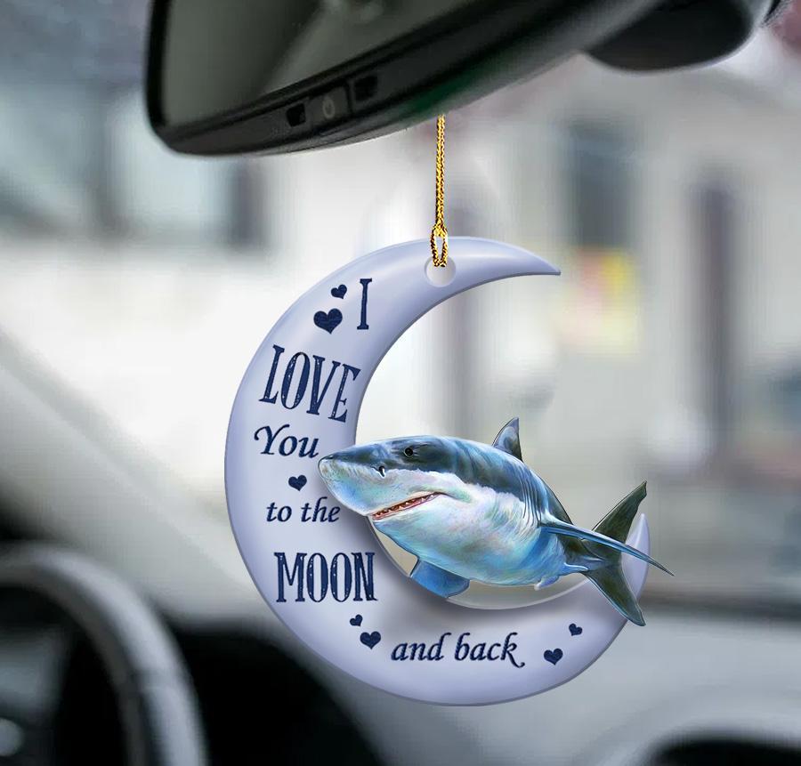 Shark moon back shark lover two sided ornament