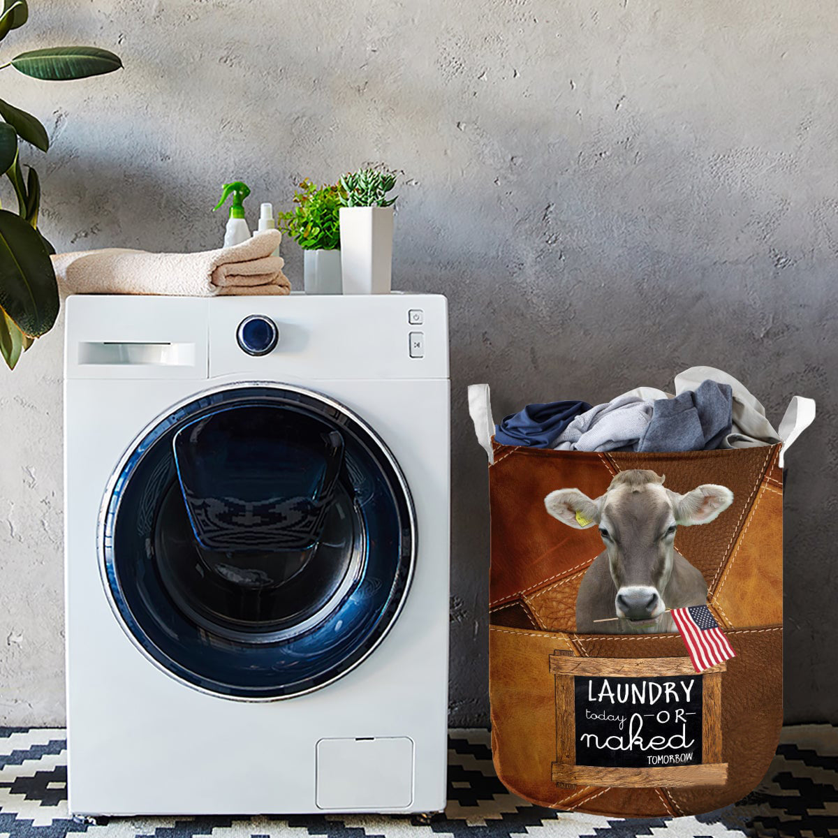 Light Brown Swiss-laundry today or naked tomorrow laundry basket