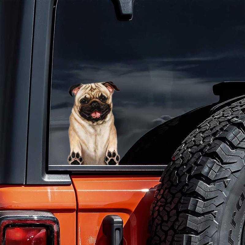 Pug (Fawn)-On The Move Window Car Sticker