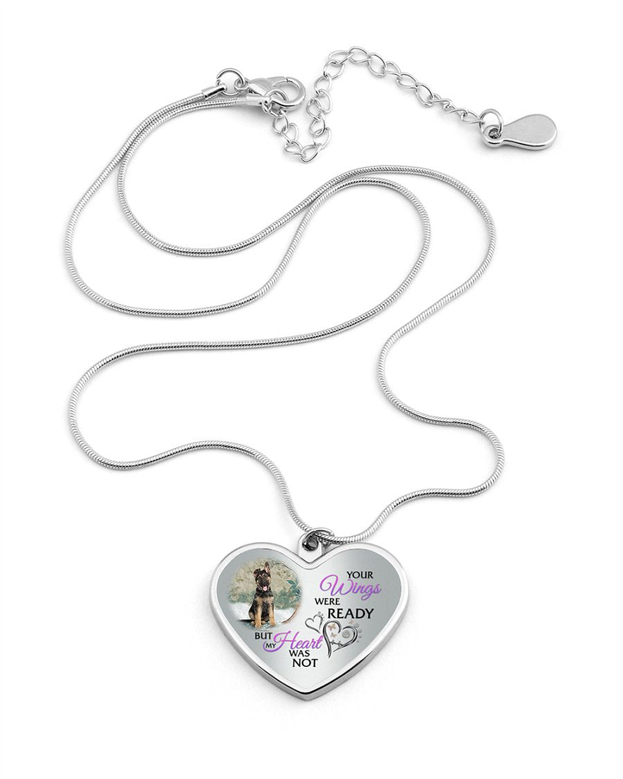 German Shepherd Your Wings Metallic Heart Necklace