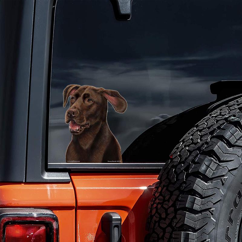 Chocolate Labrador-On The Move Window Car Sticker