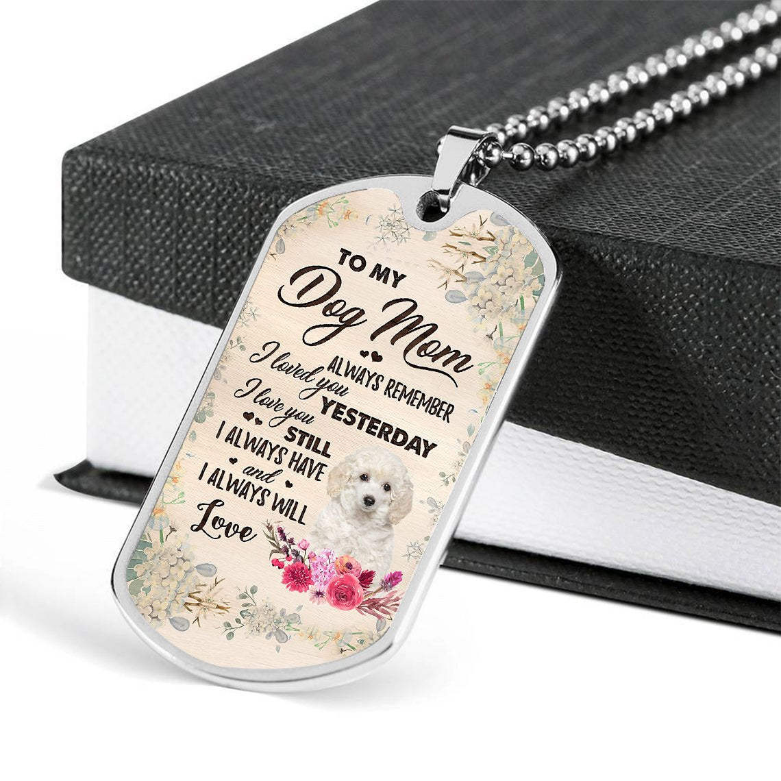 Dog Mom-WHITE Toy Poodle-Luxury Necklace