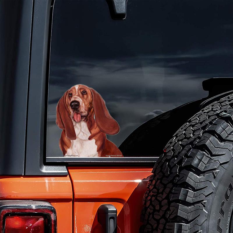 Basset Hound-On The Move Window Car Sticker