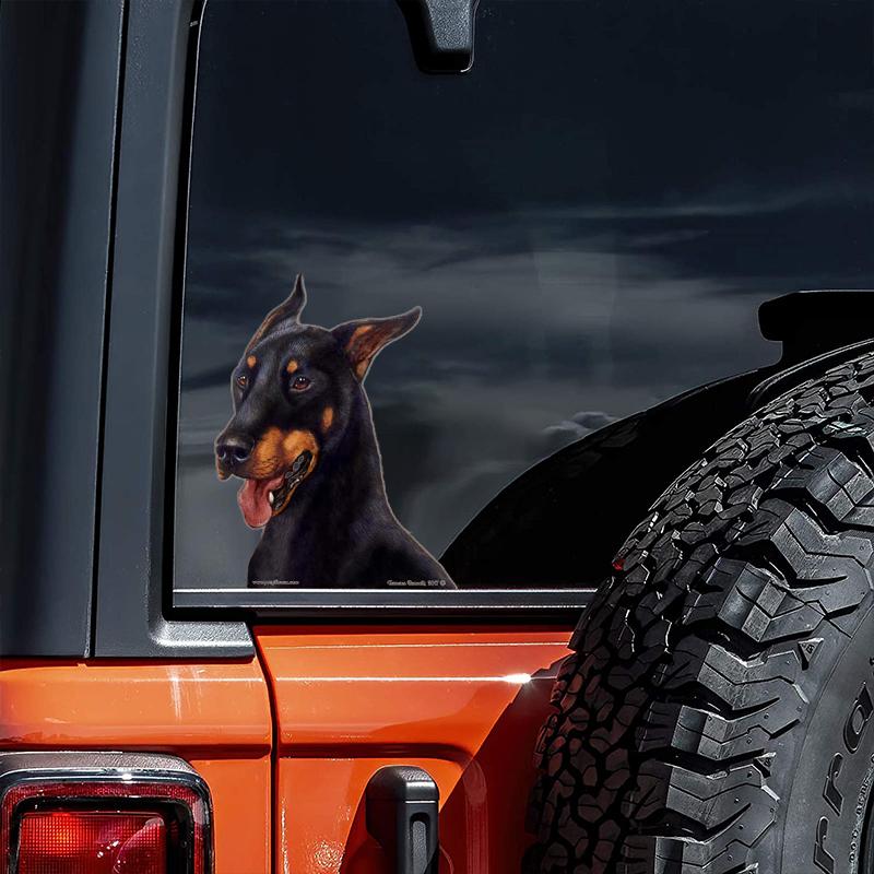 Doberman-On The Move Window Car Sticker