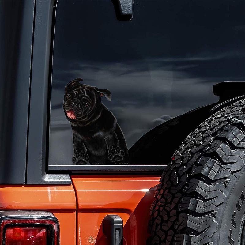 Pug (Black)-On The Move Window Car Sticker