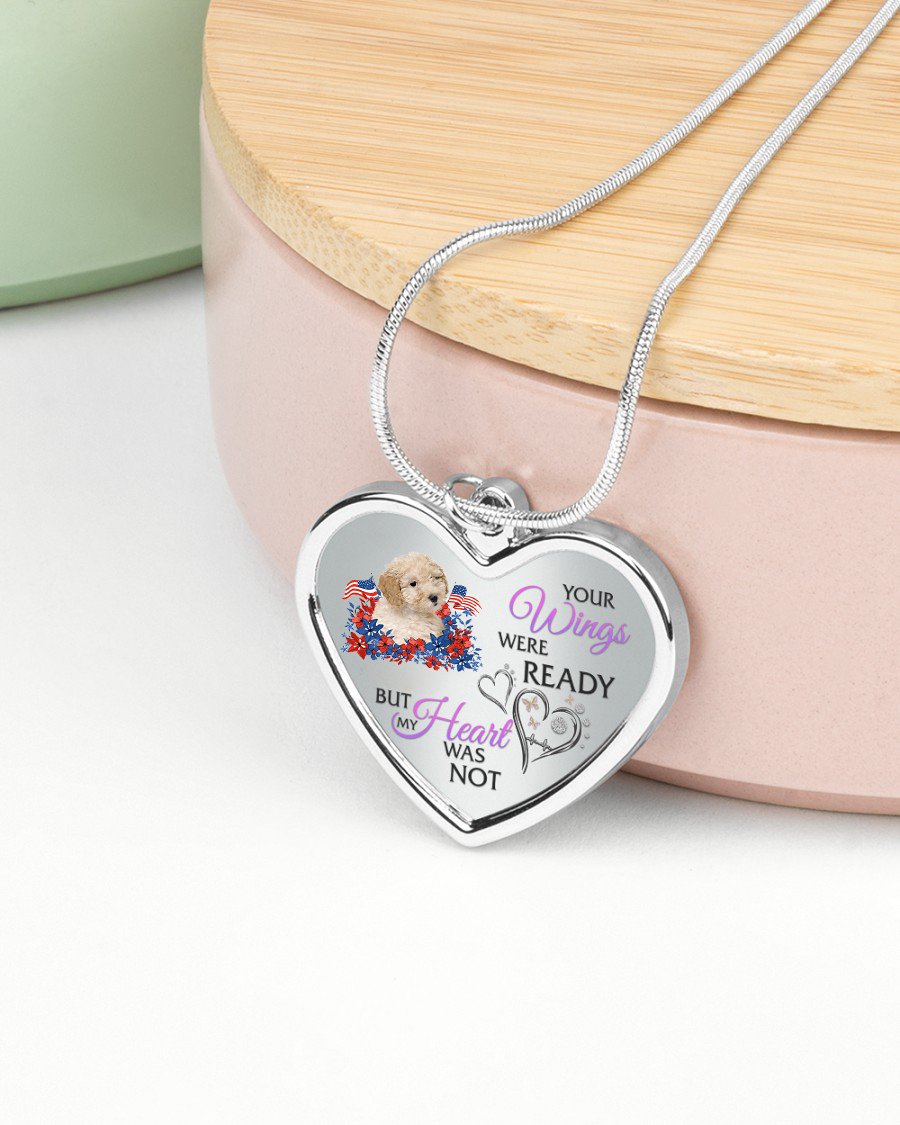 Loyalty-CREAM Toy Poodle Your Wings Metallic Heart Necklace