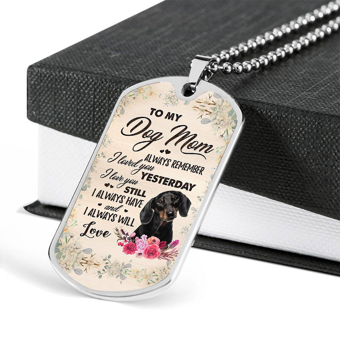 Dog Mom-BLACK Dachshund-Luxury Necklace