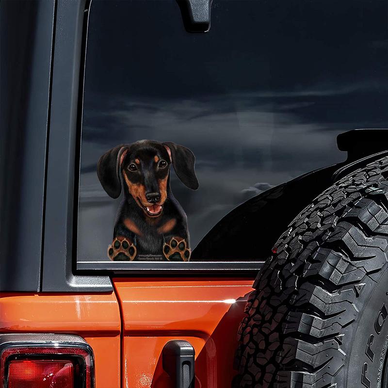Dachshund (Black &amp; Tan)-On The Move Window Car Sticker