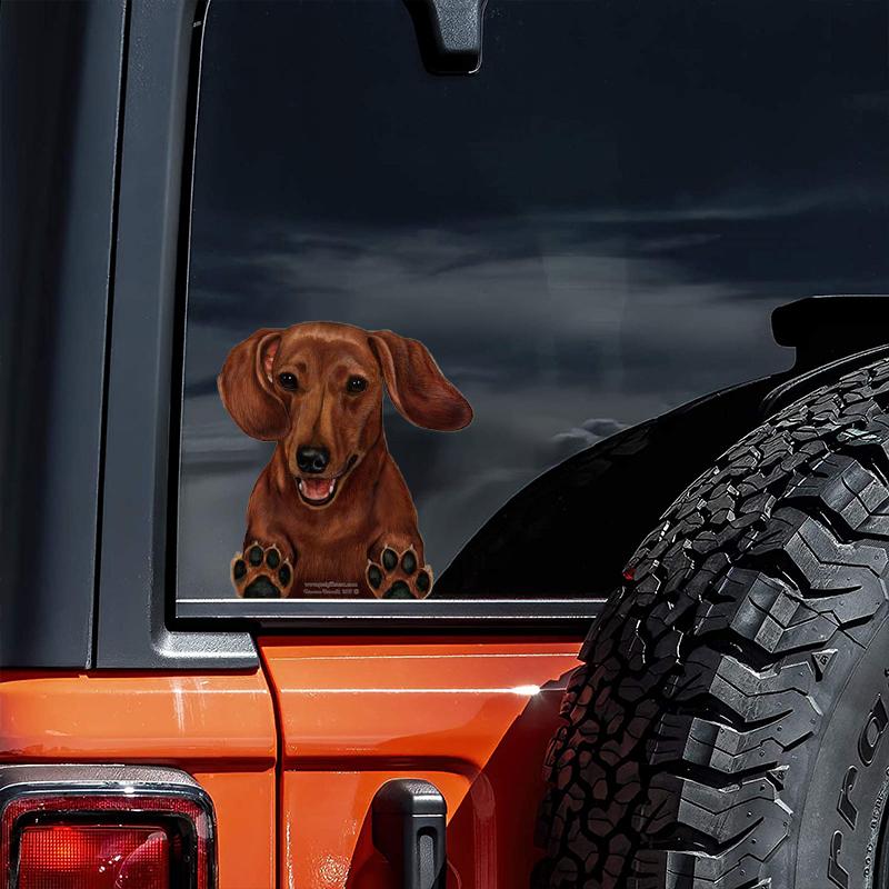 Dachshund (Red)-On The Move Window Car Sticker