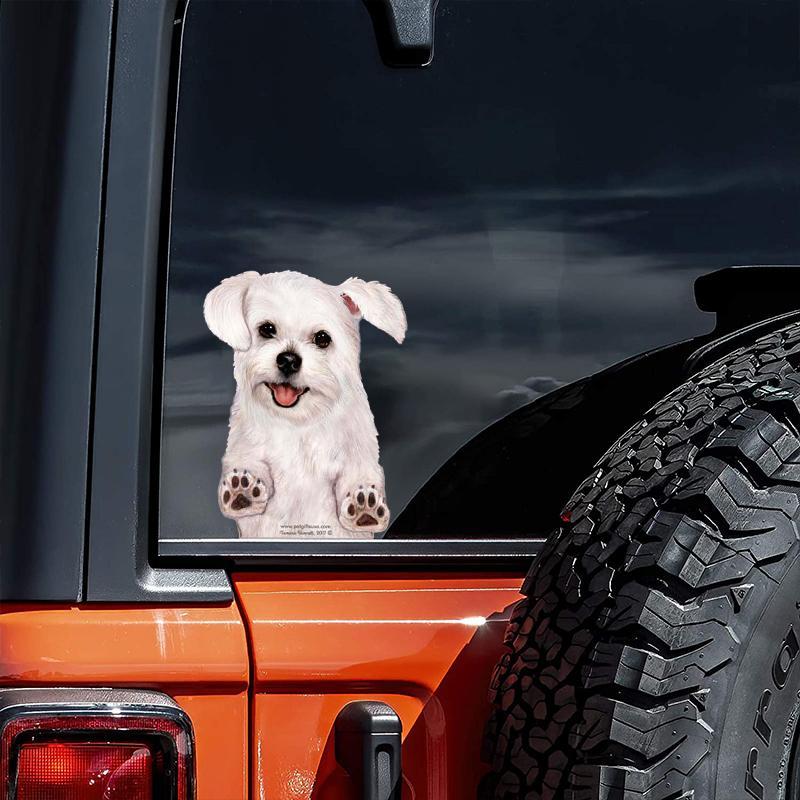 Maltese-On The Move Window Car Sticker