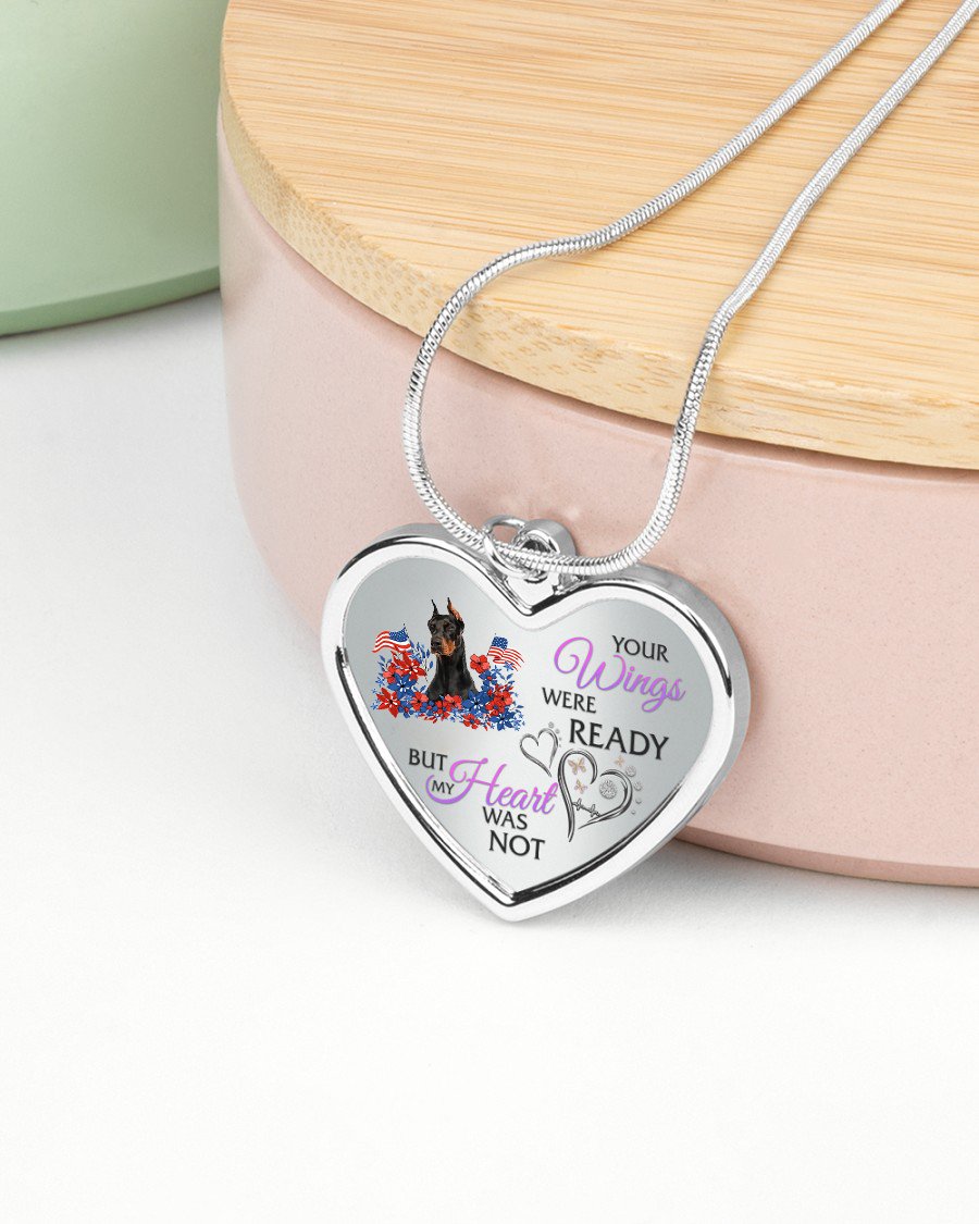 Loyalty-Dobermann 1 Your Wings Metallic Heart Necklace