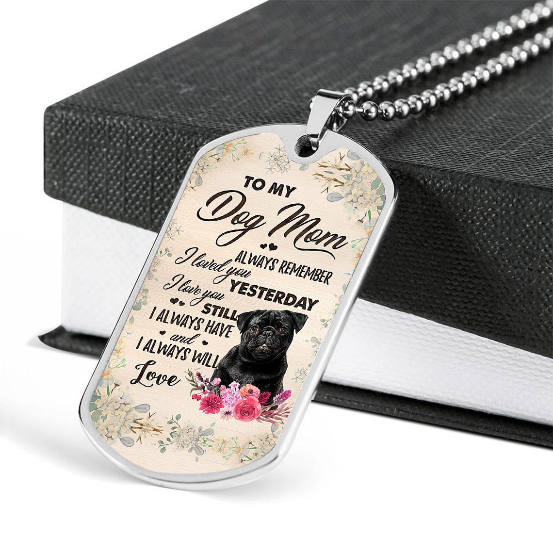 Dog Mom-BLACK Pug-Luxury Necklace