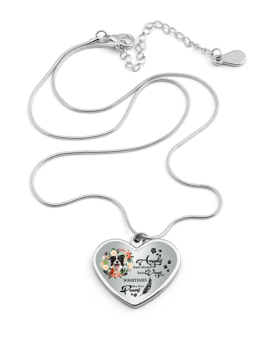 Personalized Memorial Heart Necklace-Angels Have Paws Necklace