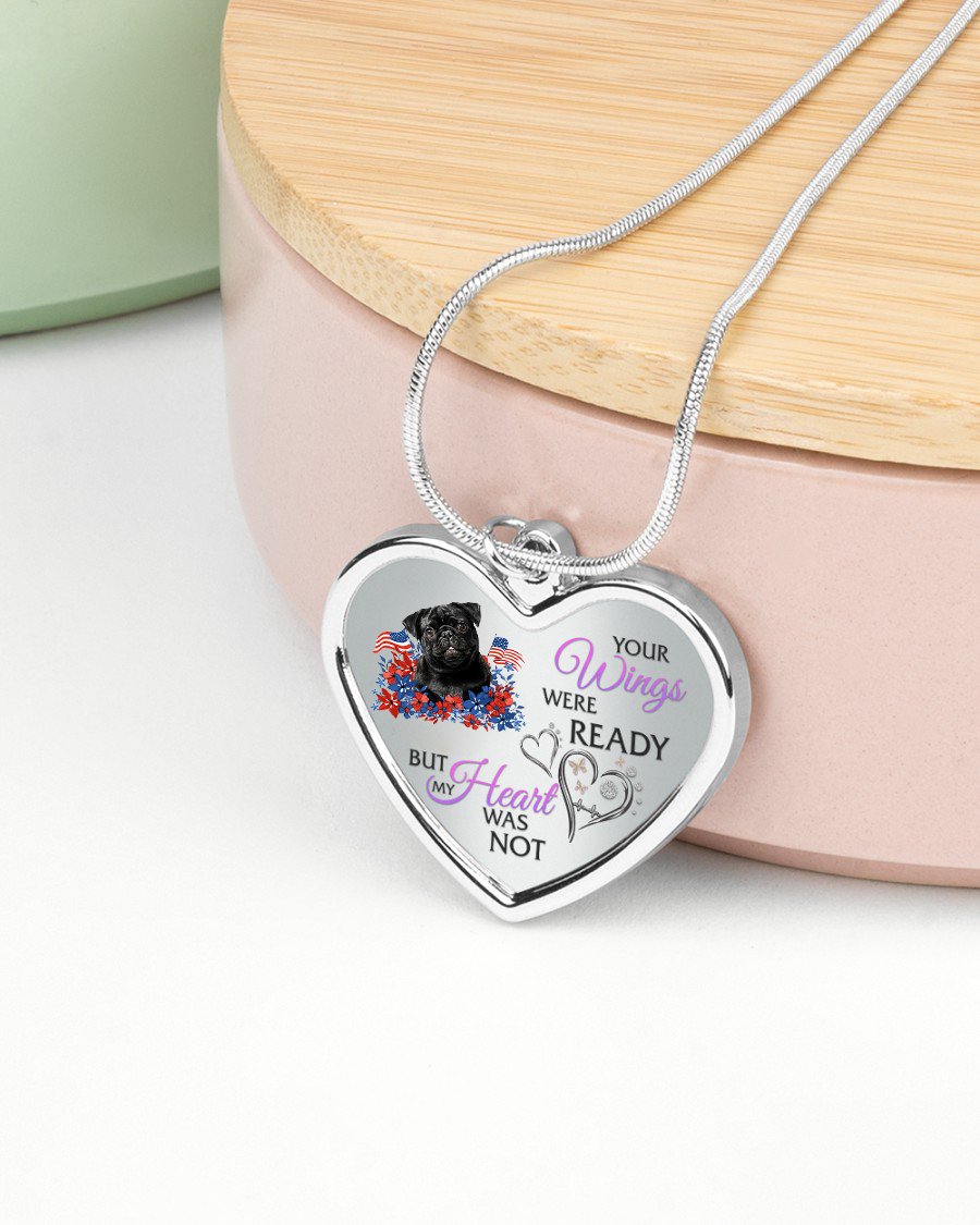 Loyalty-CHOCOLATE Labrador Your Wings Metallic Heart Necklace