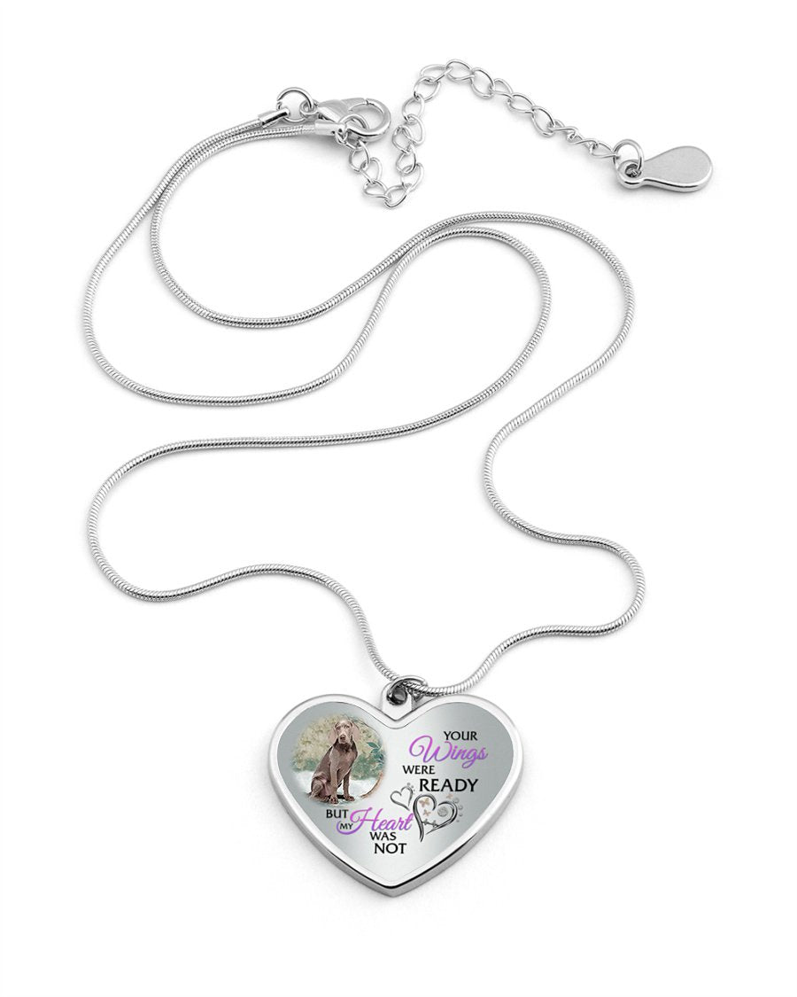 Weimaraner Your Wings Metallic Heart Necklace