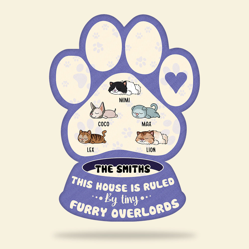 Personalized  Paw &amp; Sleeping Pet Bowl Shape Doormat-This House Is Ruled By Tiny Furry Overlords