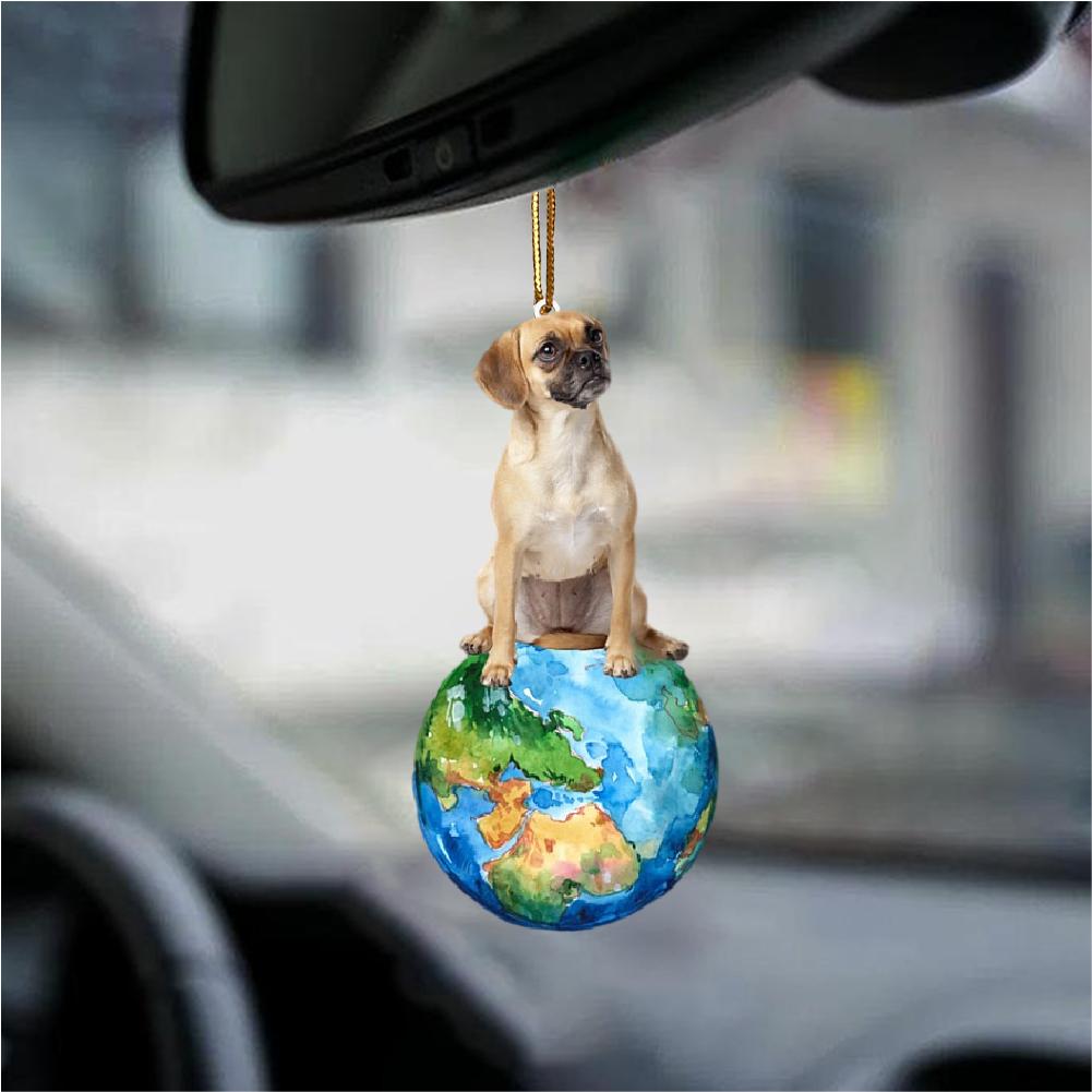 Puggle-Around My Dog-Two Sided Ornament