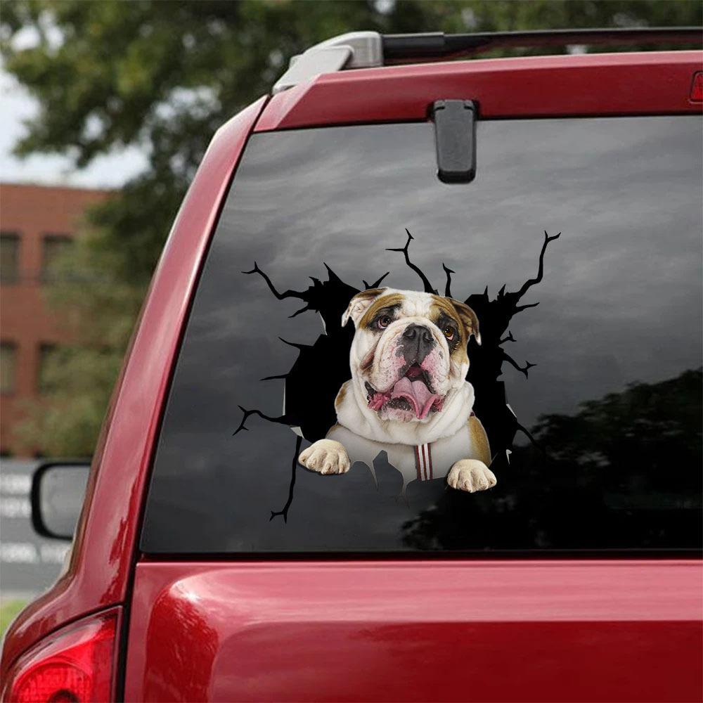 Bulldog English Bulldog Crack Car Sticker, Toilet Sticker, Fridge Sticker 5