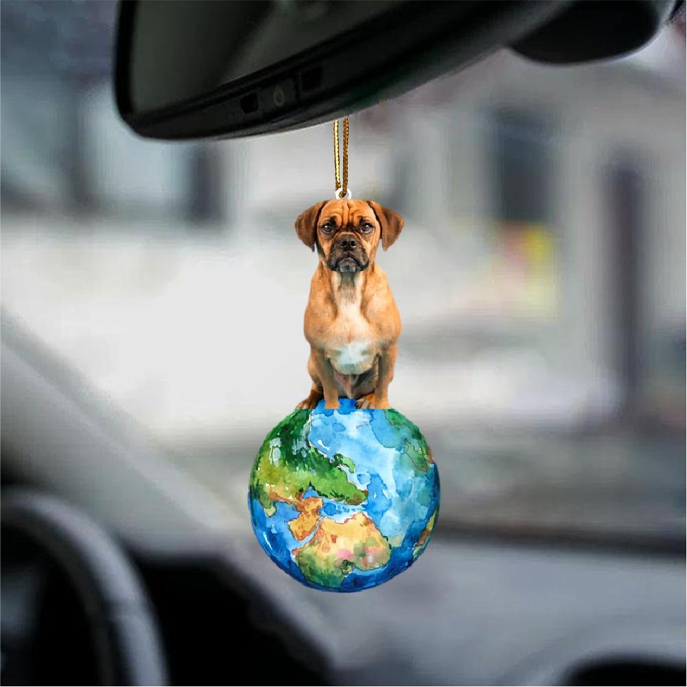 Puggle2-Around My Dog-Two Sided Ornament