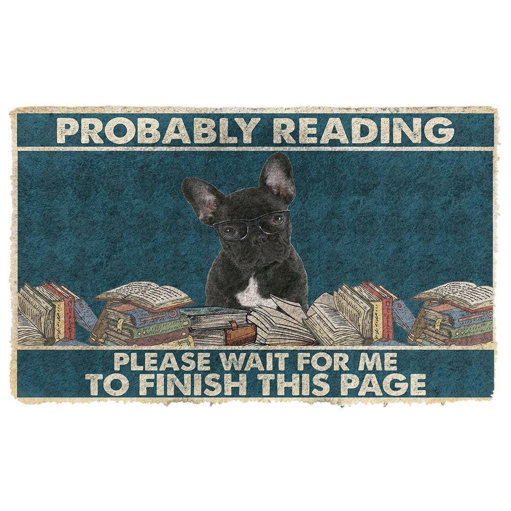 Noodever 3D French Bulldog Probably Reading Please Wait Doormat