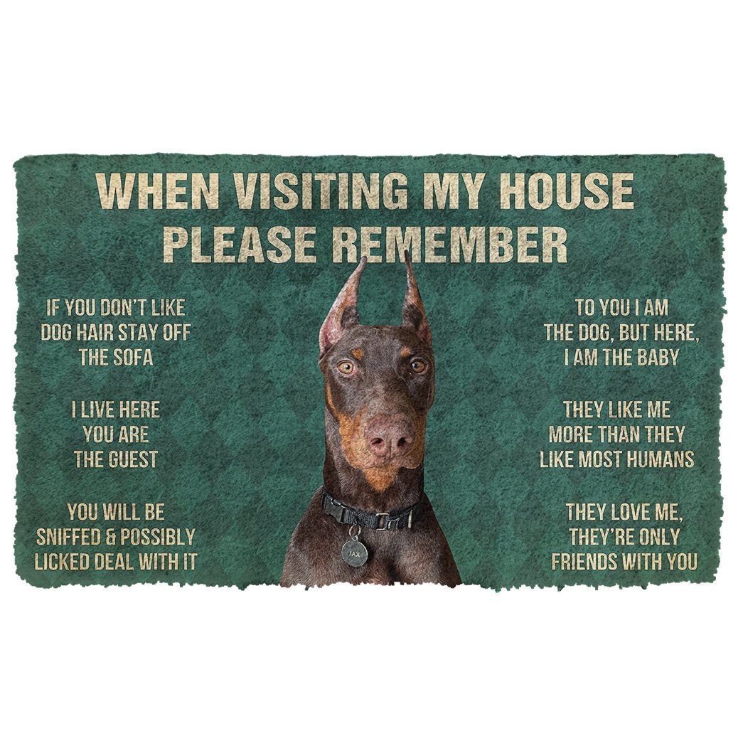 Noodever 3D Please Remember Doberman Dog House Rule Doormat