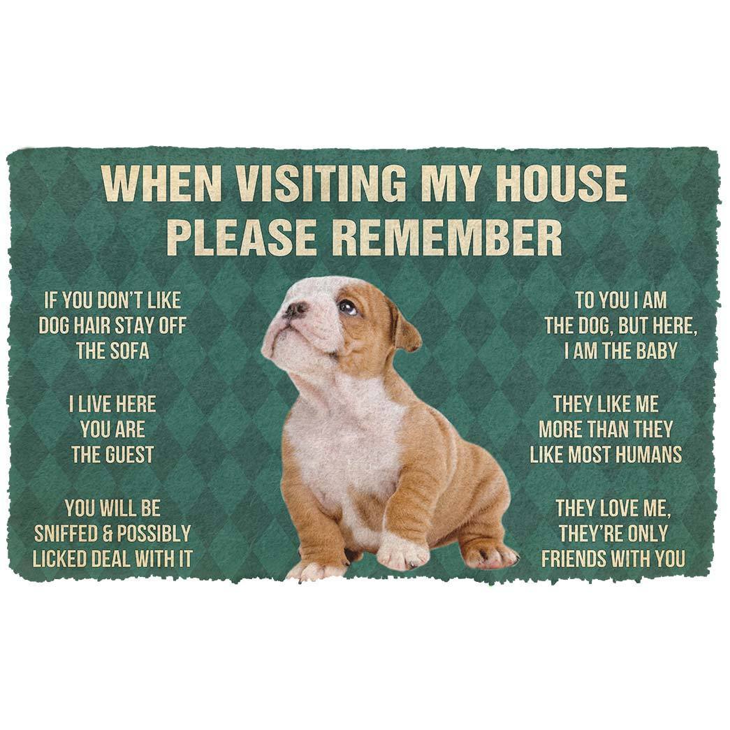 Noodever 3D Please Remember Bulldog Puppy Dogs House Rules Doormat