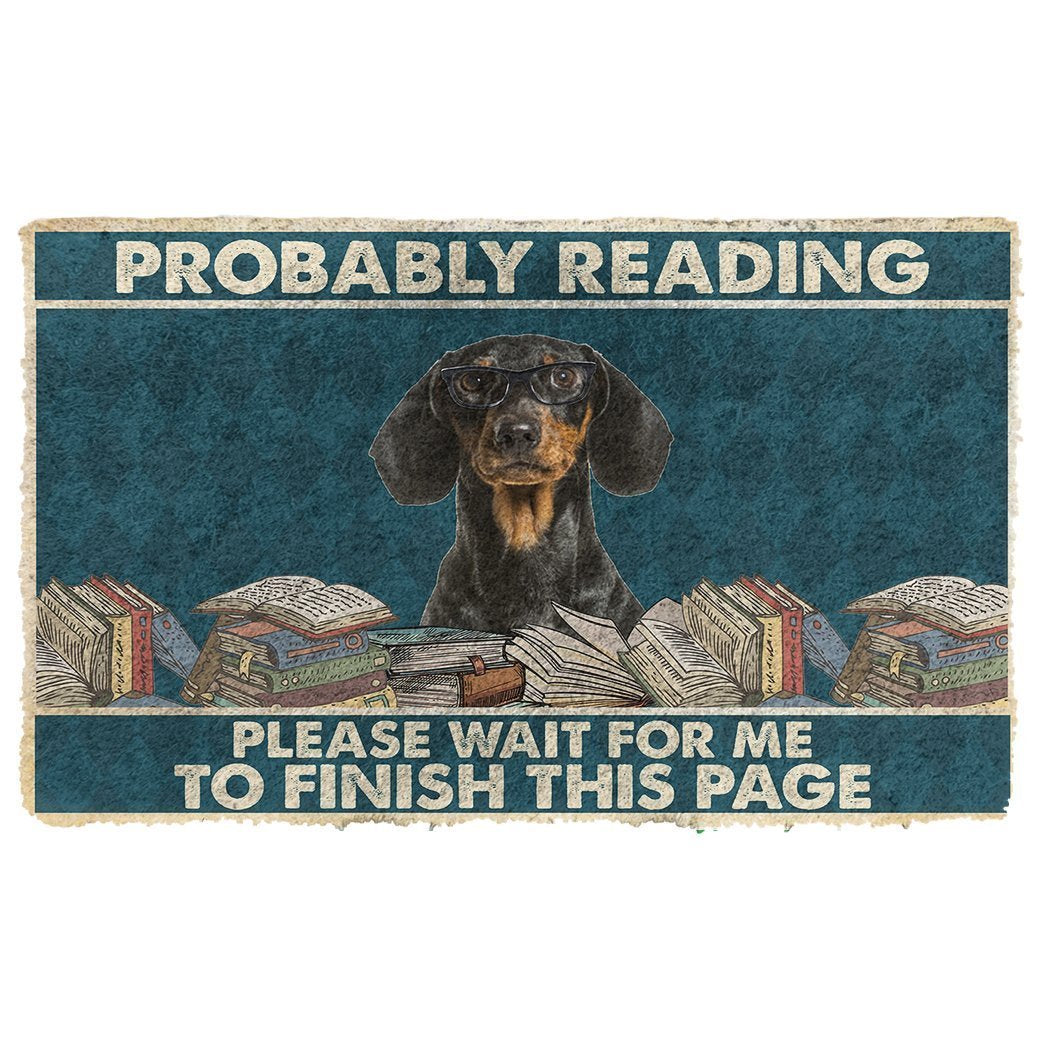 Noodever 3D Dachshund Probably Reading Please Wait Doormat