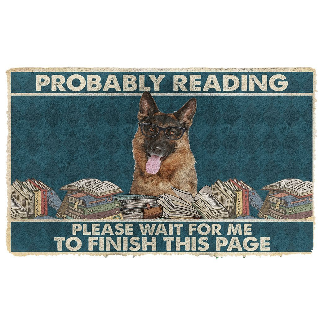 Noodever 3D German Shepherd Probably Reading Please Wait Doormat
