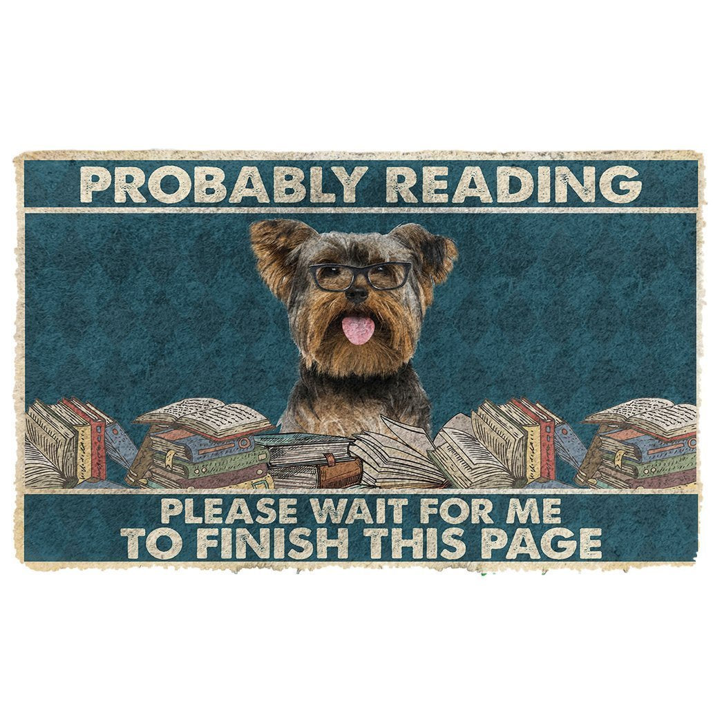Noodever 3D Yorkshire Terrier Probably Reading Please Wait Doormat