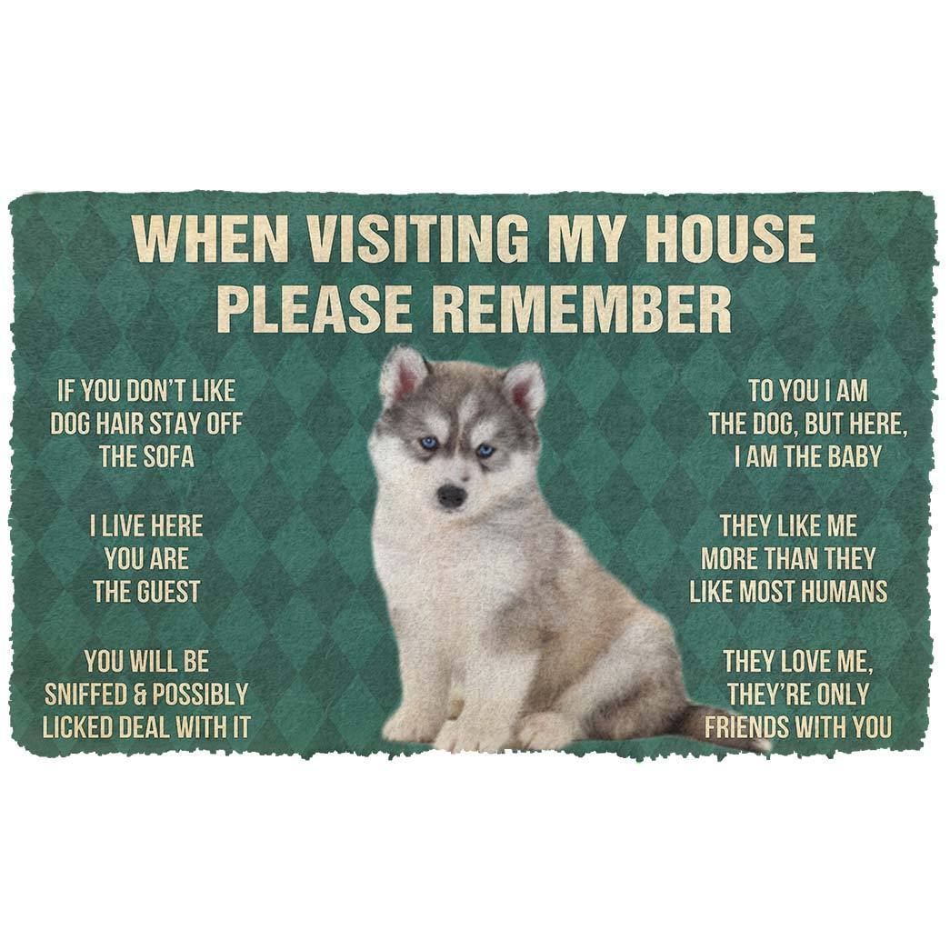 Noodever 3D Please Remember Husky Puppy Dogs House Rules Doormat