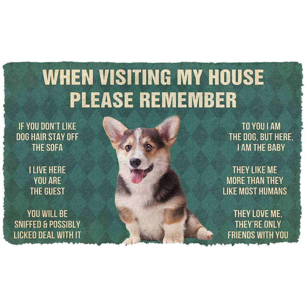 Noodever 3D Please Remember Pembroke Welsh Corgi Puppy Dogs House Rules Doormat