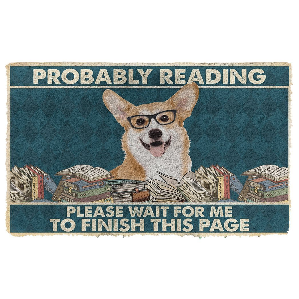 Noodever 3D Corgi Probably Reading Please Wait Doormat