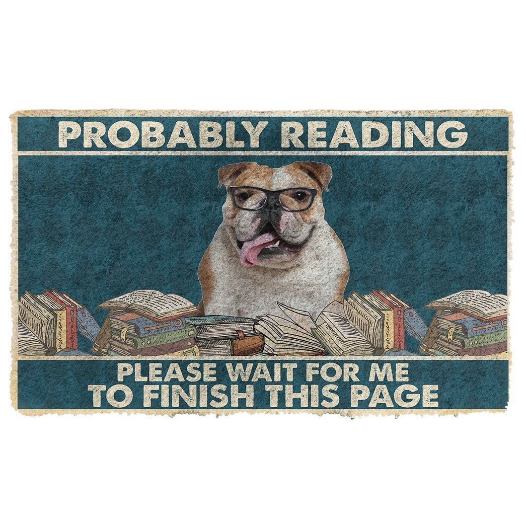 Noodever 3D Bulldog Probably Reading Please Wait Doormat
