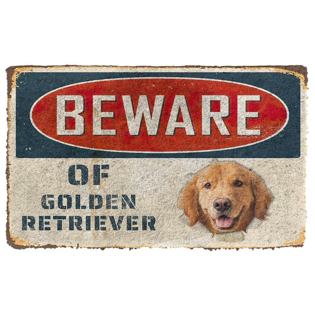 Noodever 3D Beware Of Golden Retriever Doormat