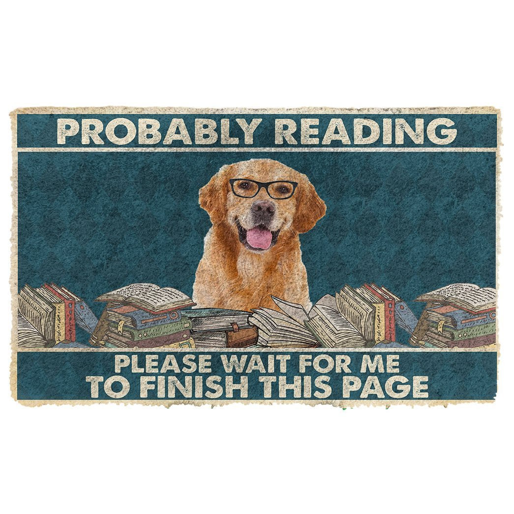 Noodever 3D Golden Retriever Probably Reading Please Wait Doormat