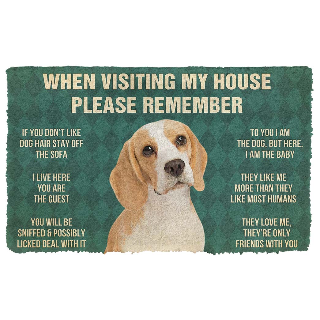 Noodever 3D Please Remember Lemon Beagle Dogs House Rule Doormat