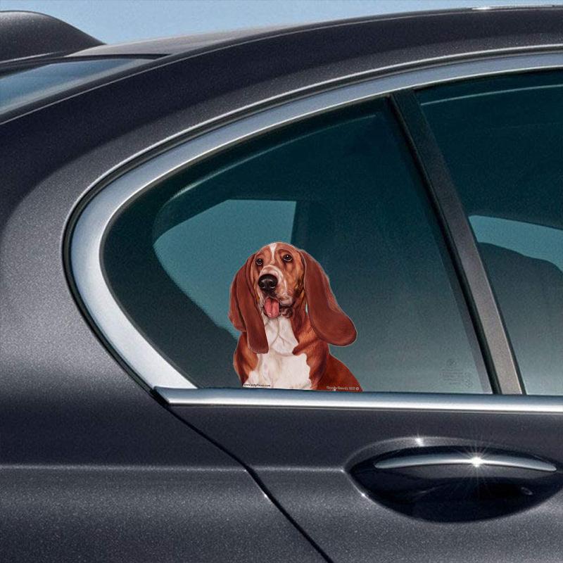 Basset Hound-On The Move Window Car Sticker