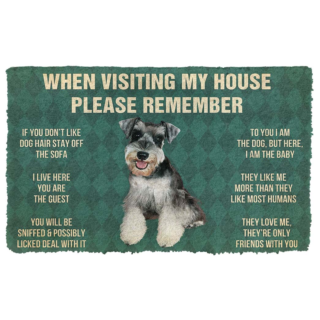 Noodever 3D Please Remember Miniature Schnauzer Puppy Dogs House Rules Doormat
