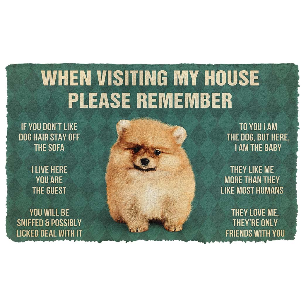 Noodever 3D Please Remember Pomeranian Puppy Dogs House Rules Doormat