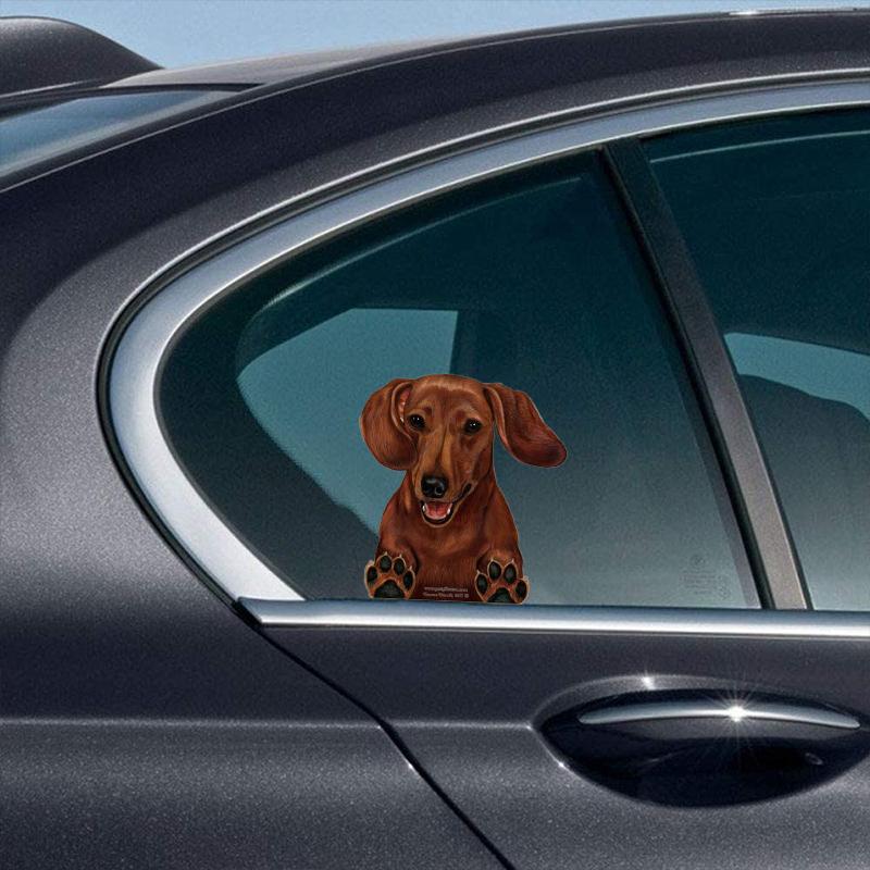 Dachshund (Red)-On The Move Window Car Sticker
